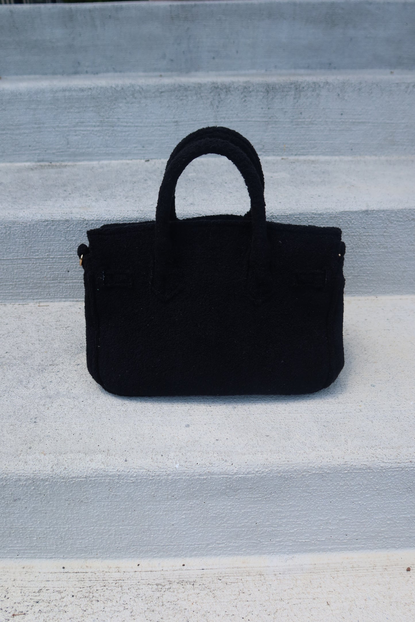 SMALL JET BLACK TERRY TOTE