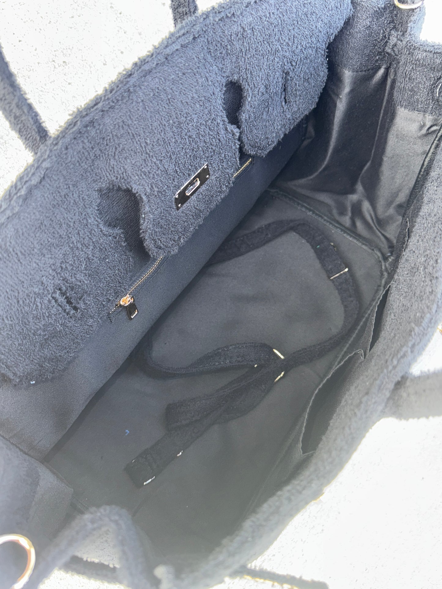 LARGE JET BLACK TERRY TOTE (PREORDER)