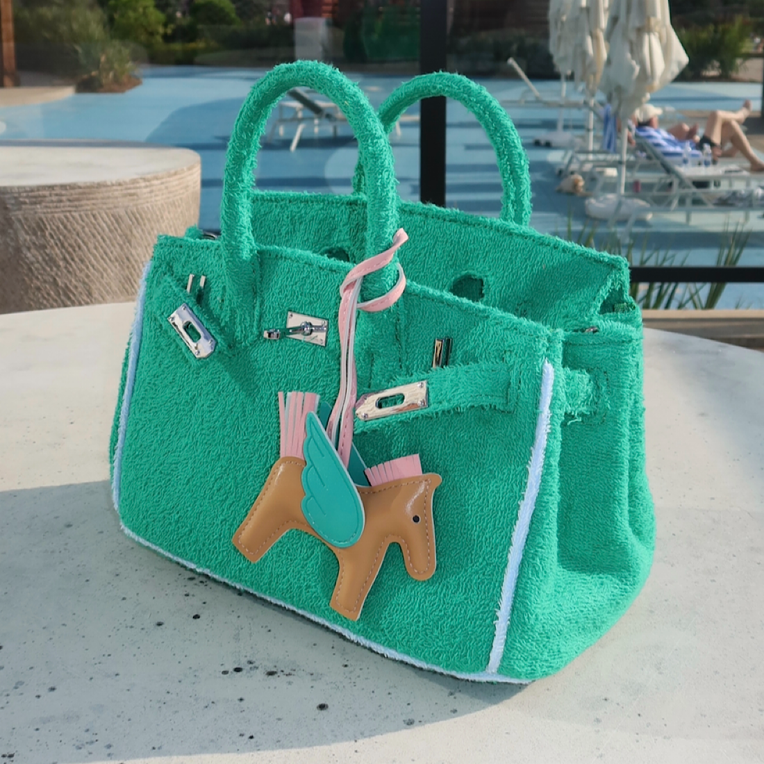 PEBBLE GREEN TERRY TOTE