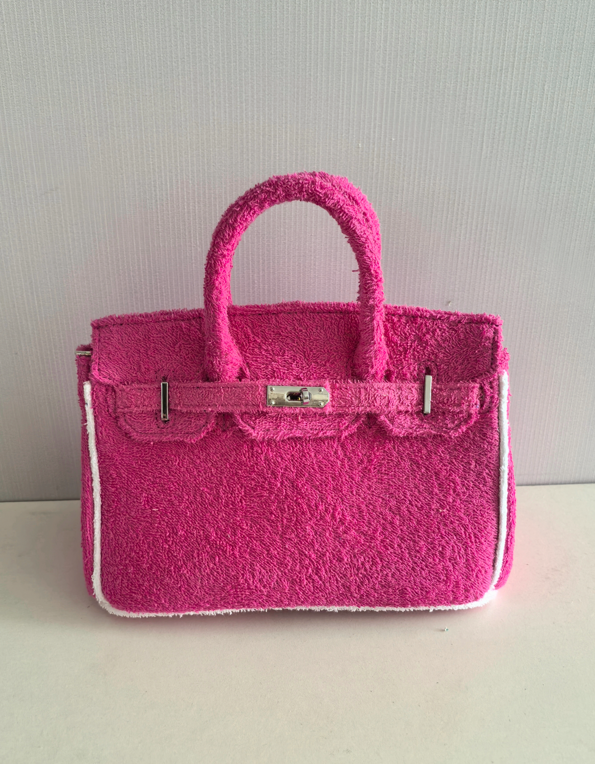 SMALL HOT PINK TERRY TOTE
