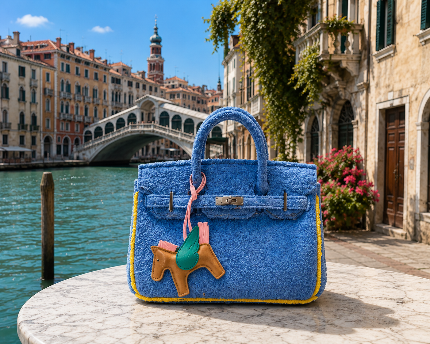 SMALL SKY BLUE TERRY TOTE