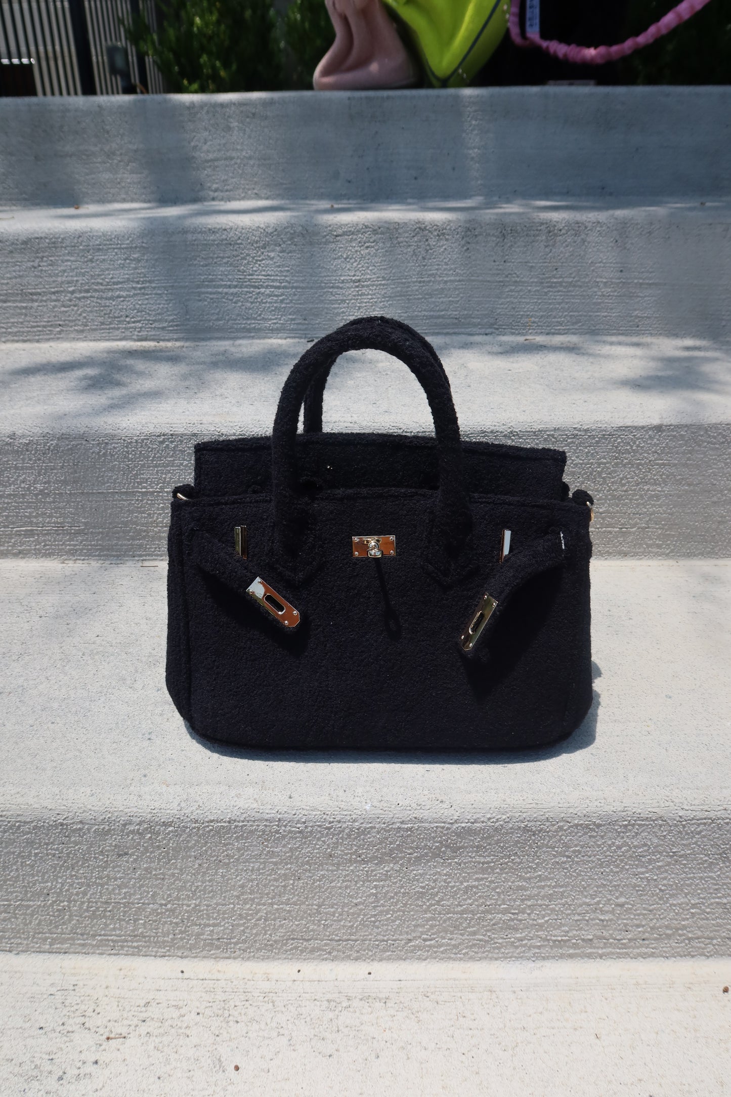 SMALL JET BLACK TERRY TOTE
