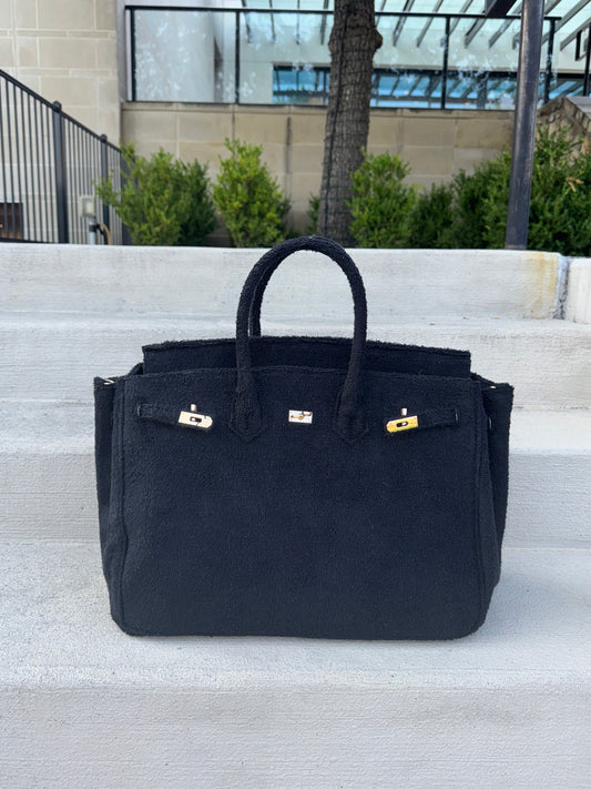 LARGE JET BLACK TERRY TOTE (PREORDER)