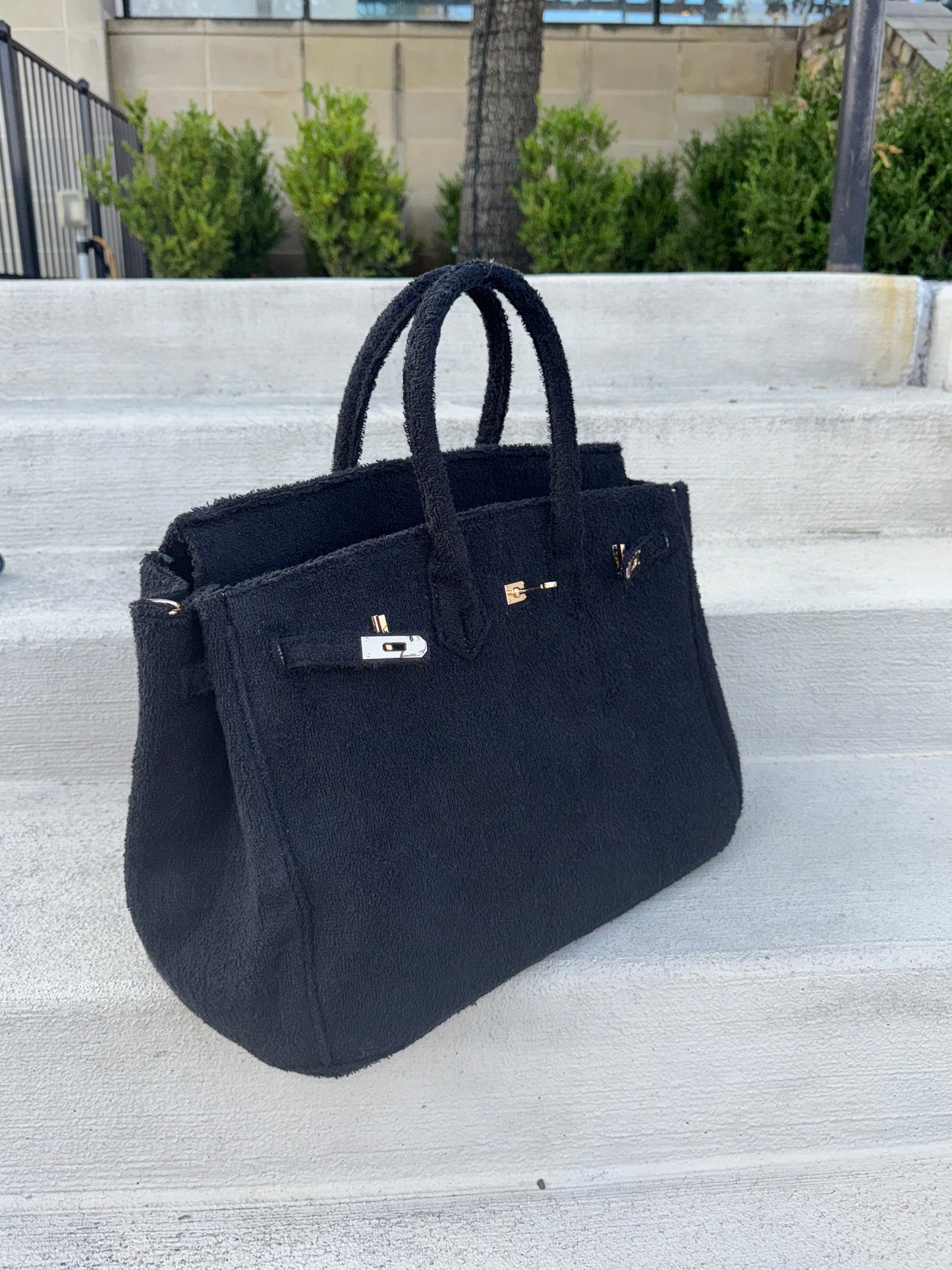 LARGE JET BLACK TERRY TOTE (PREORDER)